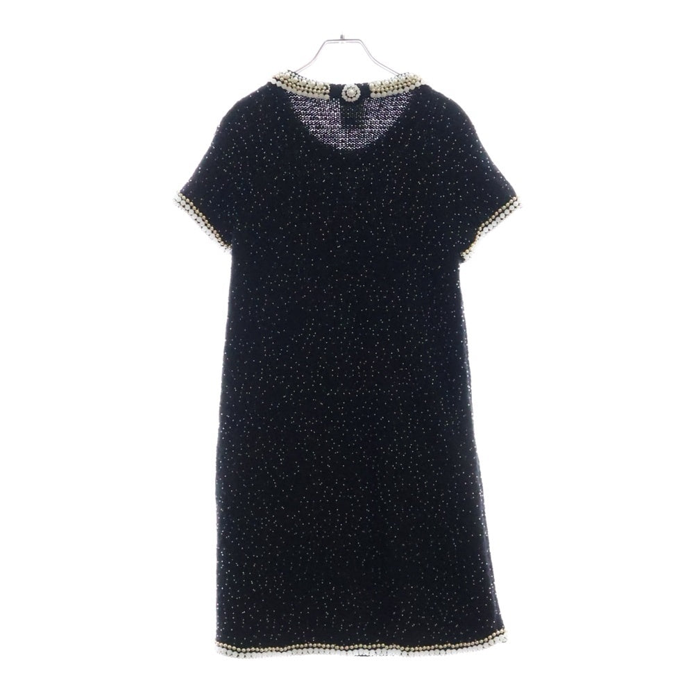 CHANEL(シャネル) 05A パール装飾 カシミヤニットウール カメリア 半袖ワンピース ブラック レディース P27344V20018