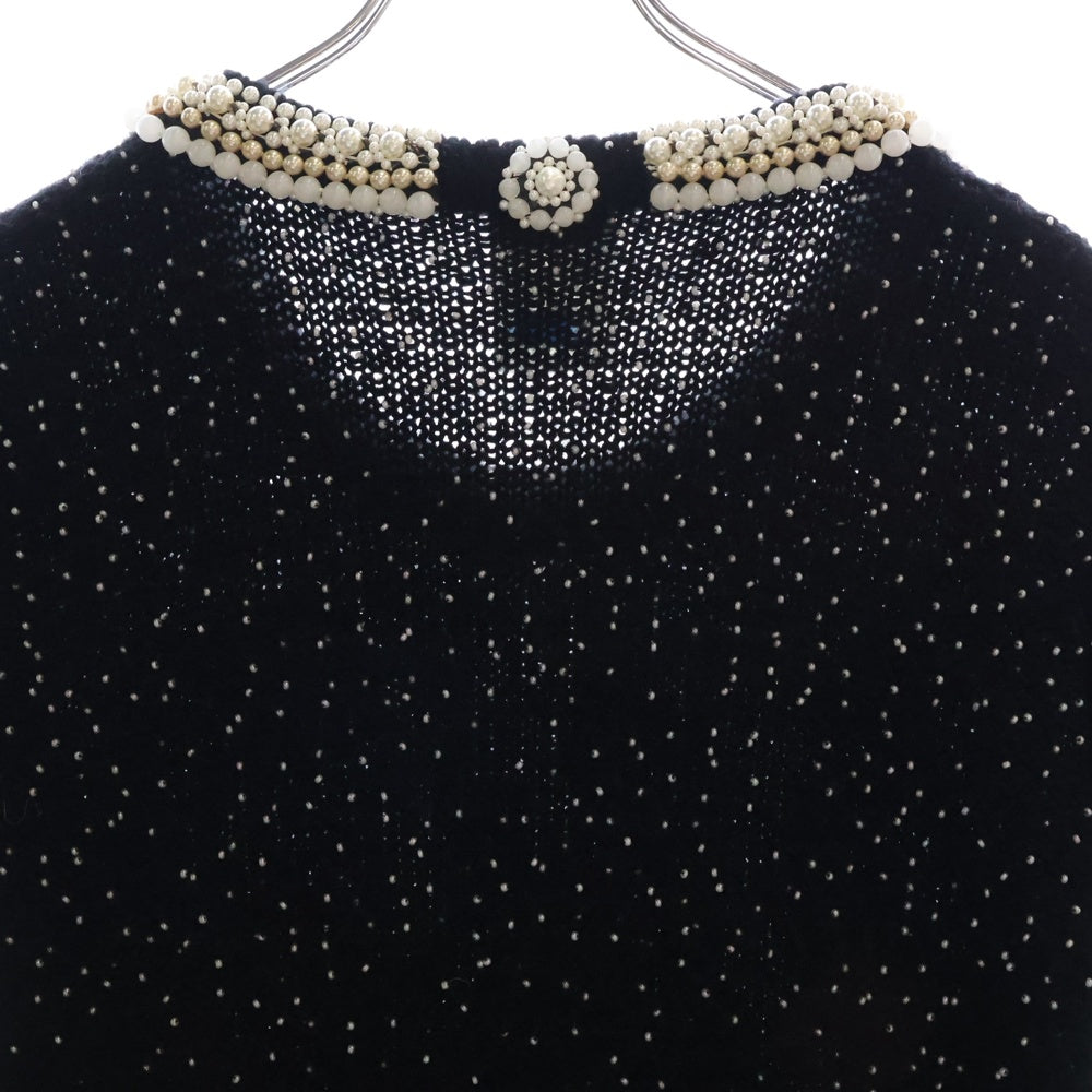 CHANEL(シャネル) 05A パール装飾 カシミヤニットウール カメリア 半袖ワンピース ブラック レディース P27344V20018