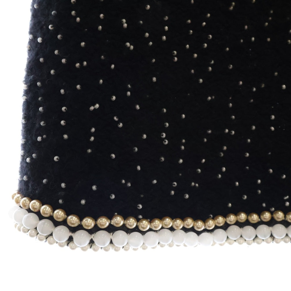 CHANEL(シャネル) 05A パール装飾 カシミヤニットウール カメリア 半袖ワンピース ブラック レディース P27344V20018