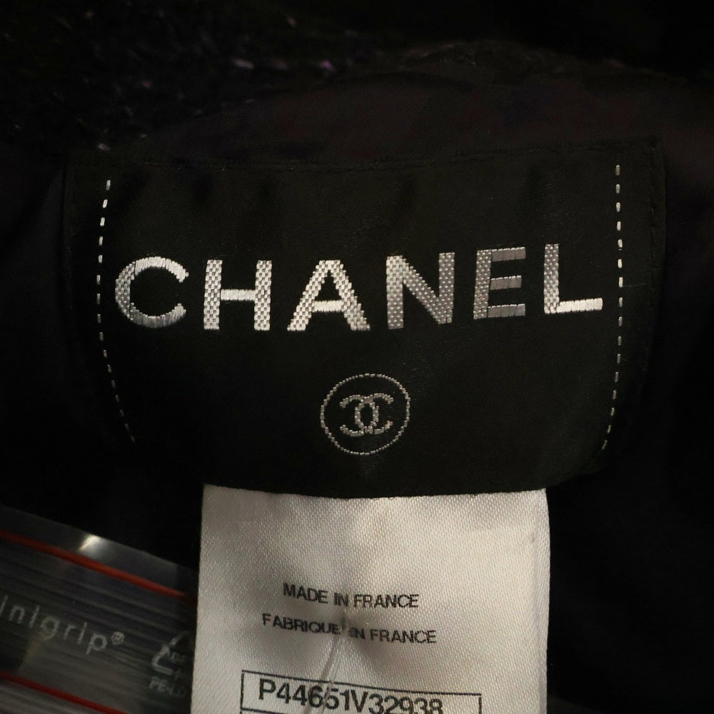 CHANEL(シャネル) ラインストーン付き ツイードワンピース ドレス パープル レディース P44651V32938