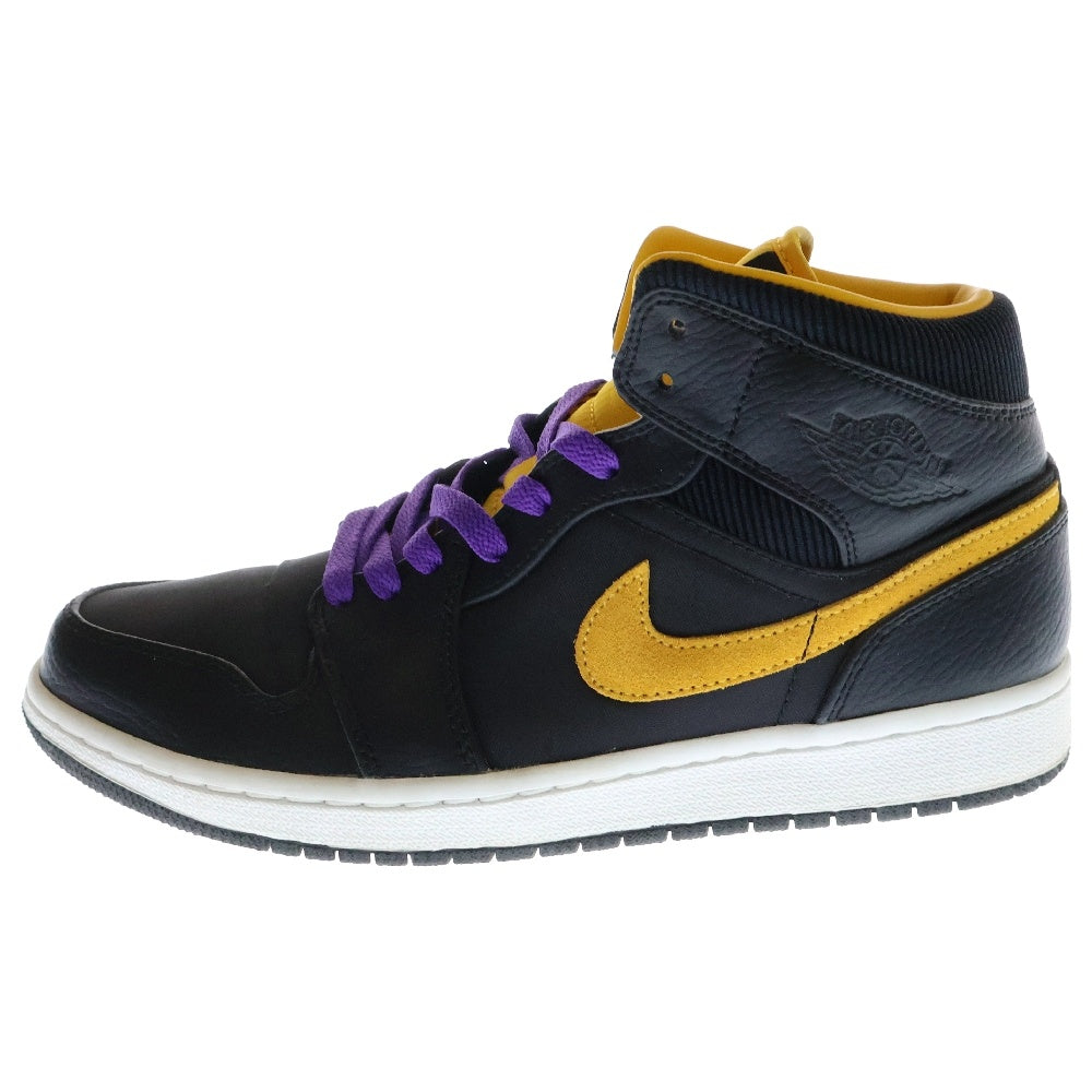 NIKE(ナイキ) AIR JORDAN 1 MID BLACK UNIVERSITY GOLD エアジョーダン1 ミッド ブラック ユニバーシティ ゴールド CI9352-001 US8.5/26.5cm
