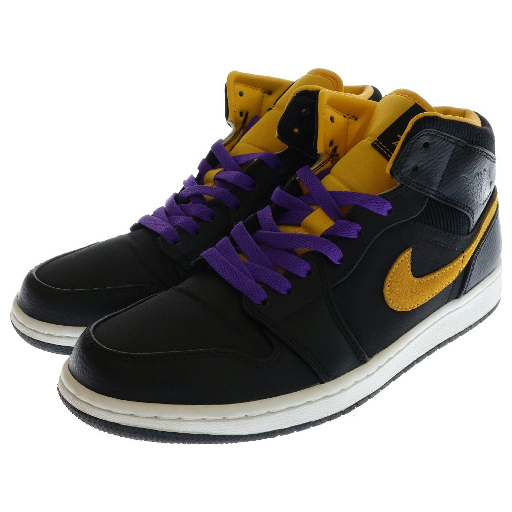 NIKE(ナイキ) AIR JORDAN 1 MID BLACK UNIVERSITY GOLD エアジョーダン1 ミッド ブラック ユニバーシティ ゴールド CI9352-001 US8.5/26.5cm