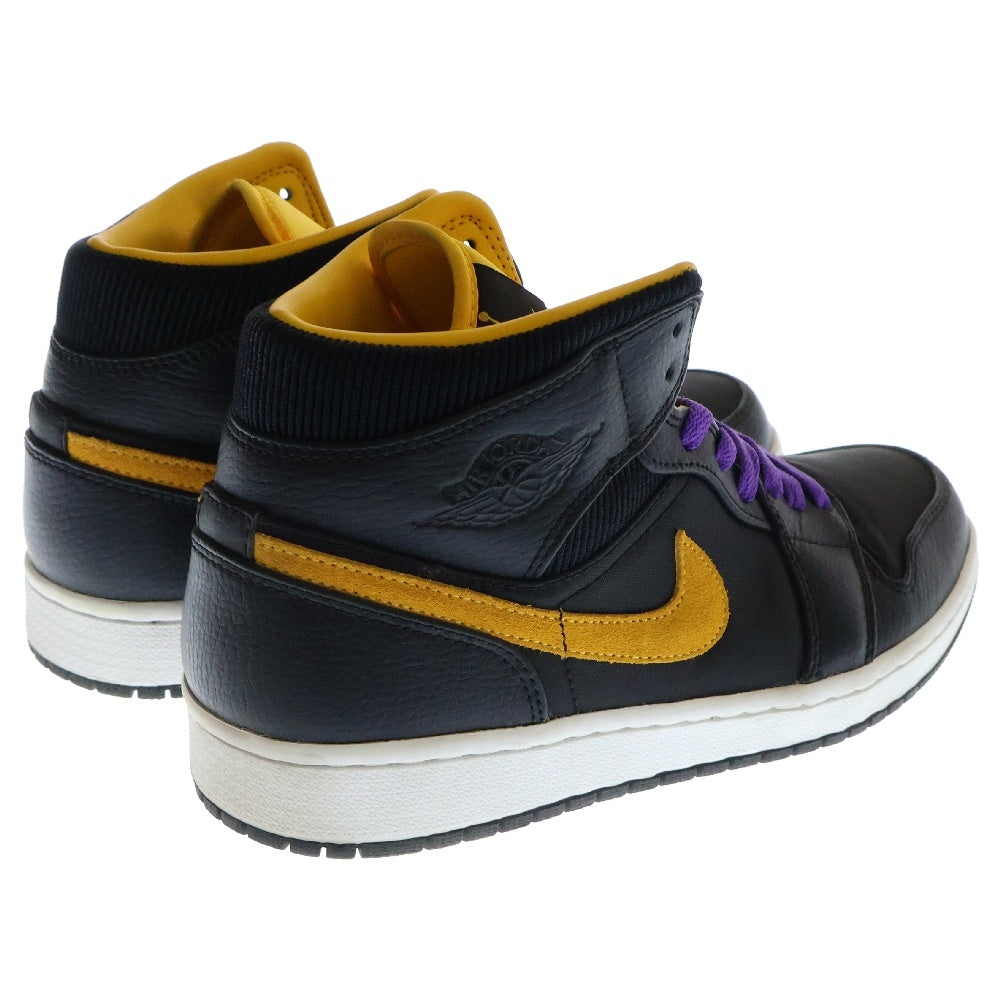 NIKE(ナイキ) AIR JORDAN 1 MID BLACK UNIVERSITY GOLD エアジョーダン1 ミッド ブラック ユニバーシティ ゴールド CI9352-001 US8.5/26.5cm