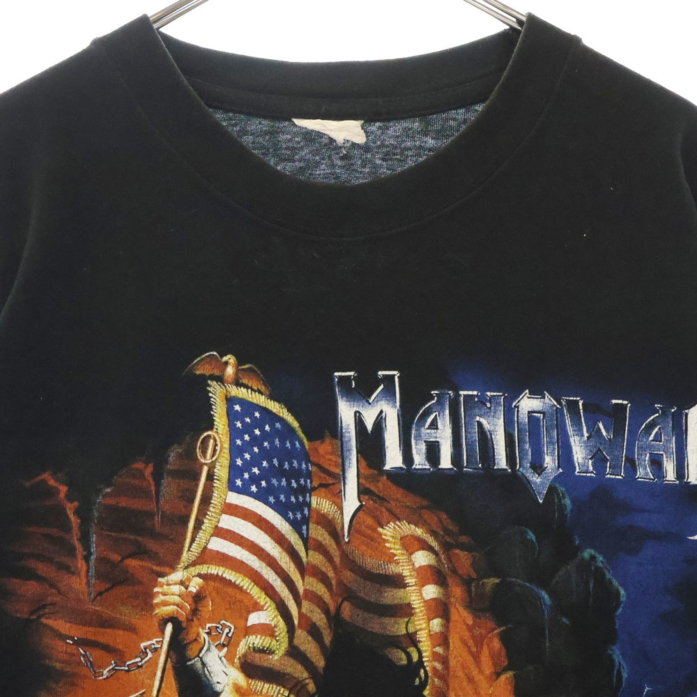 VINTAGE(ヴィンテージ) 00s MANOWAR WARRIOR OF THE WORLD マノウォー 袖プリント 両面プリント Tシャツ 長袖カットソー ブラック