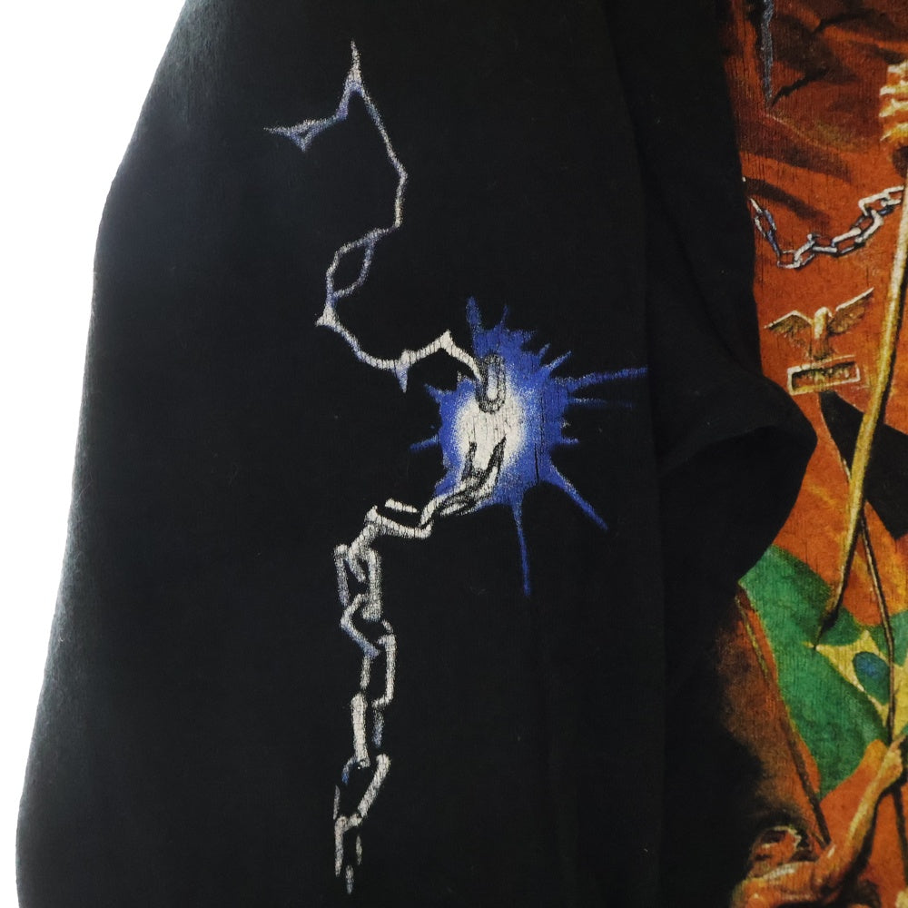 VINTAGE(ヴィンテージ) 00s MANOWAR WARRIOR OF THE WORLD マノウォー 袖プリント 両面プリント Tシャツ 長袖カットソー ブラック