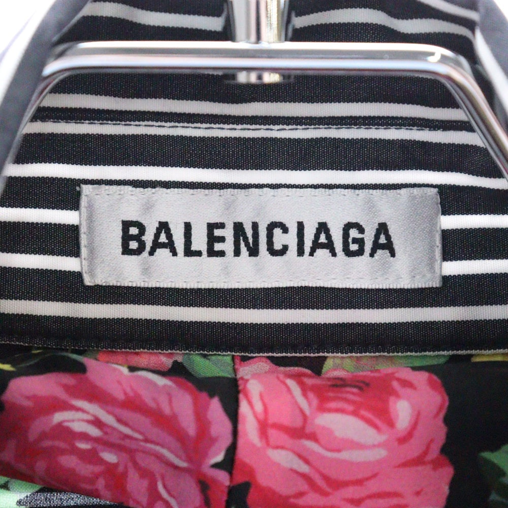 BALENCIAGA(バレンシアガ) 681623 TLM06 リバーシブルフラワーボウネック ストライプ長袖シャツ マルチ