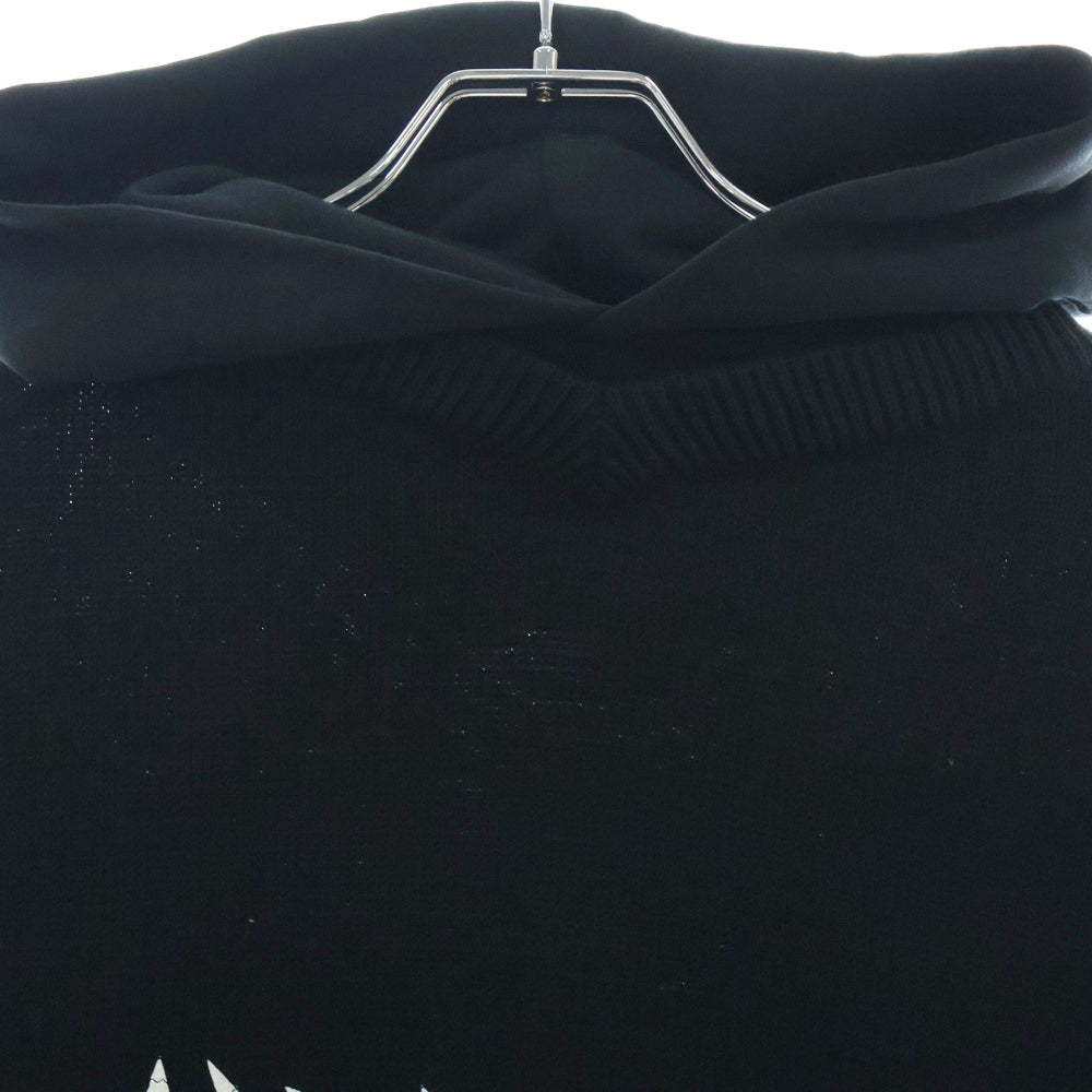 BALENCIAGA(バレンシアガ) METAL PATCHED HOODIE メタルパッチロゴ サーマルフーディプルオーバーパーカー 743802 T3269 ブラック