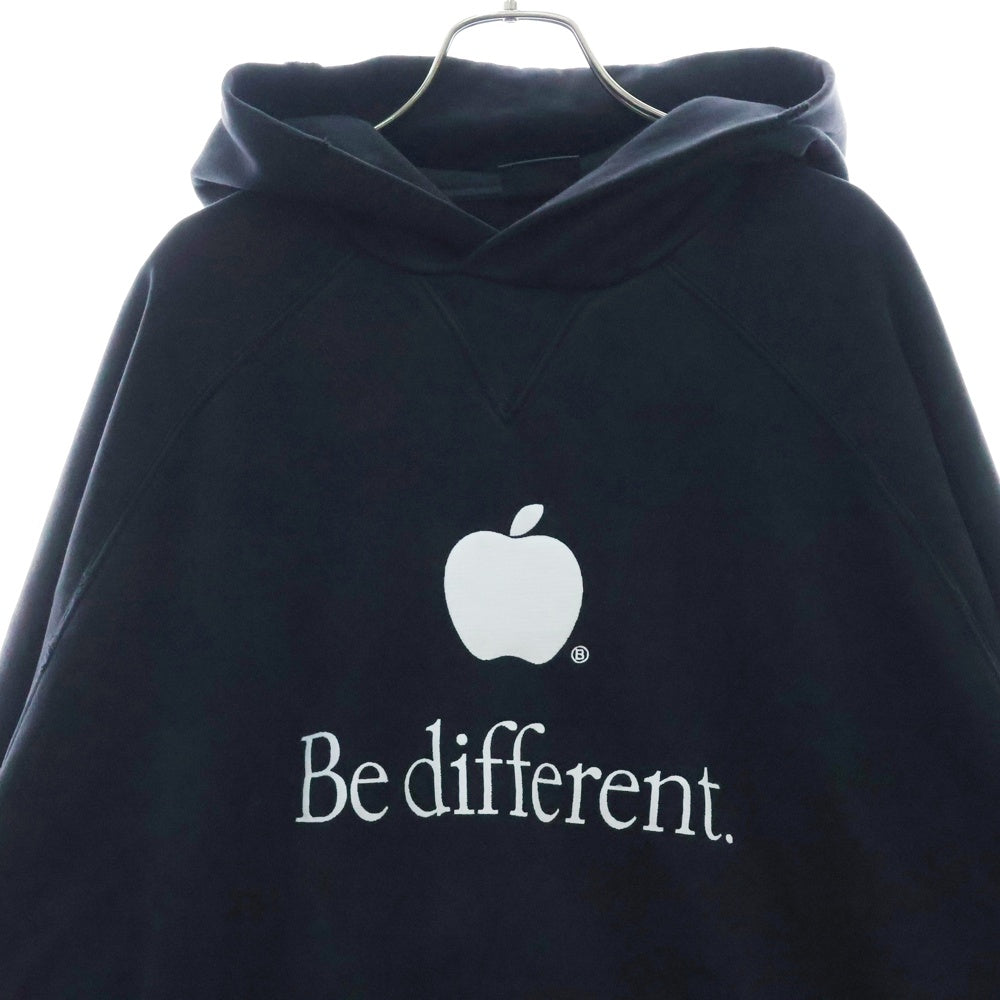 BALENCIAGA(バレンシアガ) 22AW Be differrent Hoodie デストロイ加工 Be differrent刺繍レイヤードプルオーバースウェットパーカー フーディー ブラック 720406 TNVB4