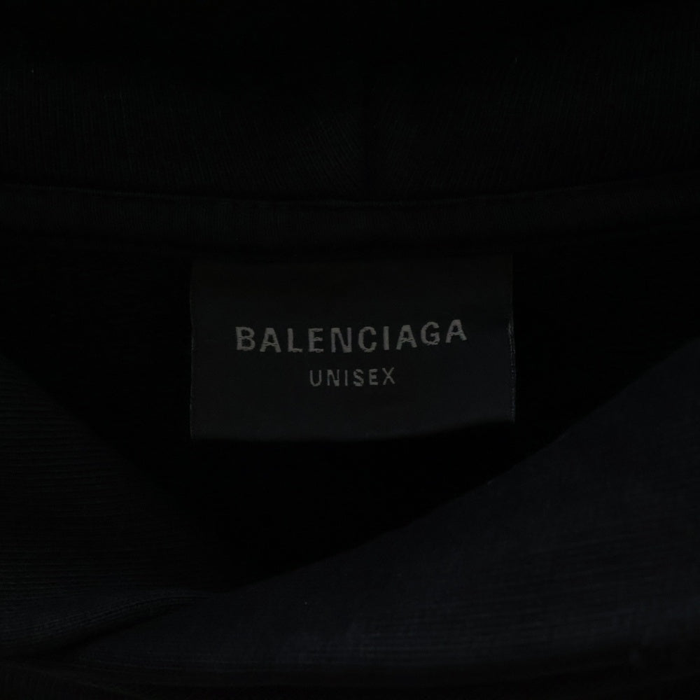 BALENCIAGA(バレンシアガ) 22AW Be differrent Hoodie デストロイ加工 Be differrent刺繍レイヤードプルオーバースウェットパーカー フーディー ブラック 720406 TNVB4