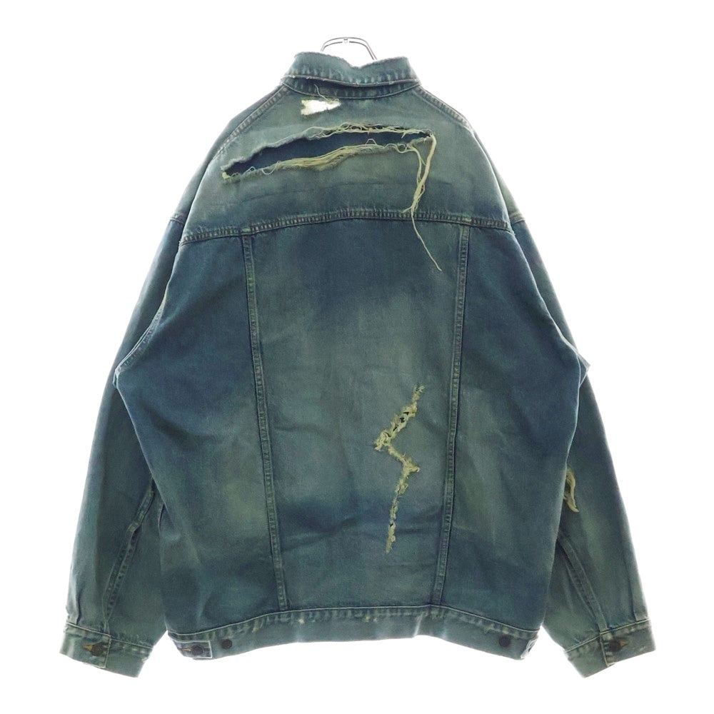 BALENCIAGA(バレンシアガ) 23SS PATCHED DESTROYED JACKET IN ACID BLUE デストロイ デニムジャケット 727840 TNW01 インディゴ