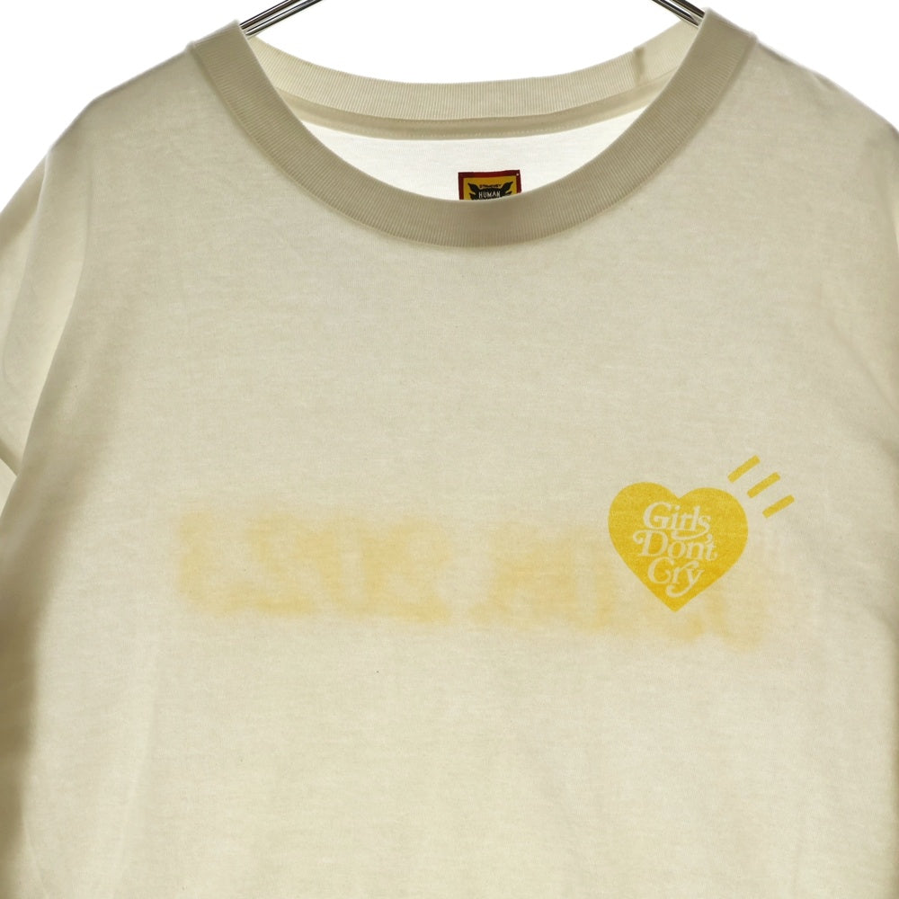 HUMAN MADE(ヒューマンメイド) ×Girls Don't Cry Tee ×ガールズドントクライ ロゴプリント 半袖クルーネック Tシャツカットソー ホワイト/イエロー