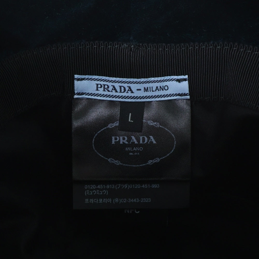 PRADA(プラダ) 三角ロゴプレート ベルベット バケットハット グリーン 1HC137 068