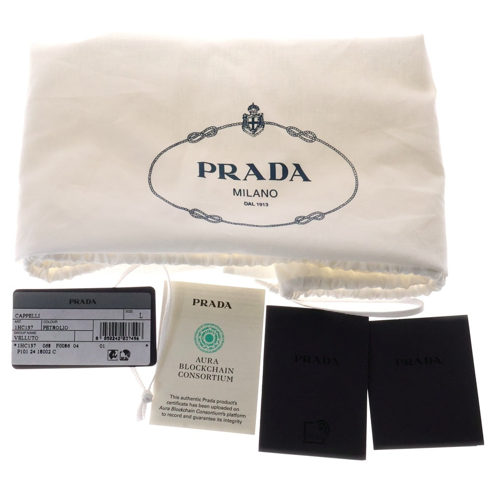 PRADA(プラダ) 三角ロゴプレート ベルベット バケットハット グリーン 1HC137 068