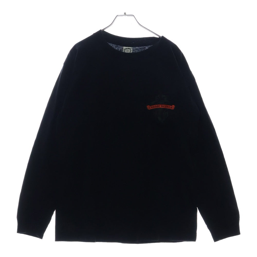 CHROME HEARTS(クロムハーツ) OLD SCROLL LABEL DAGGER CHプラス スクロールラベル ダガー ロゴプリント 長袖Tシャツカットソー ブラック