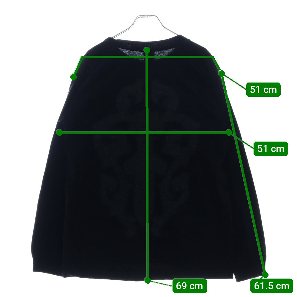 CHROME HEARTS(クロムハーツ) OLD SCROLL LABEL DAGGER CHプラス スクロールラベル ダガー ロゴプリント 長袖Tシャツカットソー ブラック