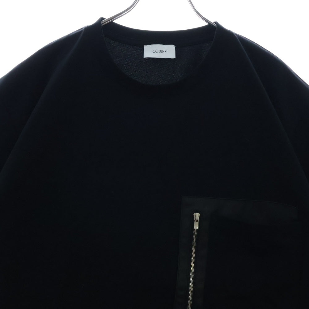 COLUMN(コラム) レザーパッチポケット クルーネックTシャツ 42-230-13-060005 ブラック