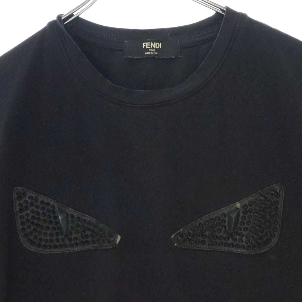FENDI(フェンディ) スタッズ装飾 モンスターアイ クルーネック半袖Tシャツ FY0650 ブラック