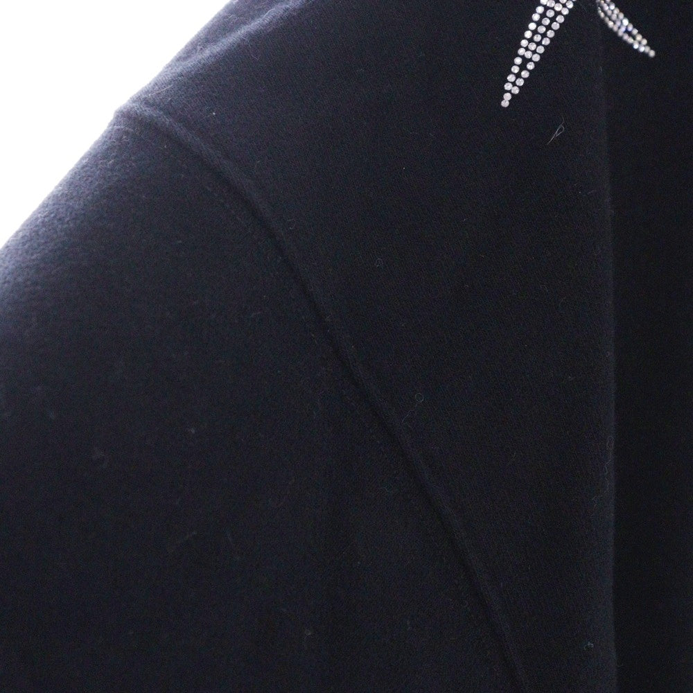 UNKNOWN LONDON(アンノーンロンドン) RHINESTONE HOODIE ラインストーン ジップアップパーカー ブラック DK-T5-UK
