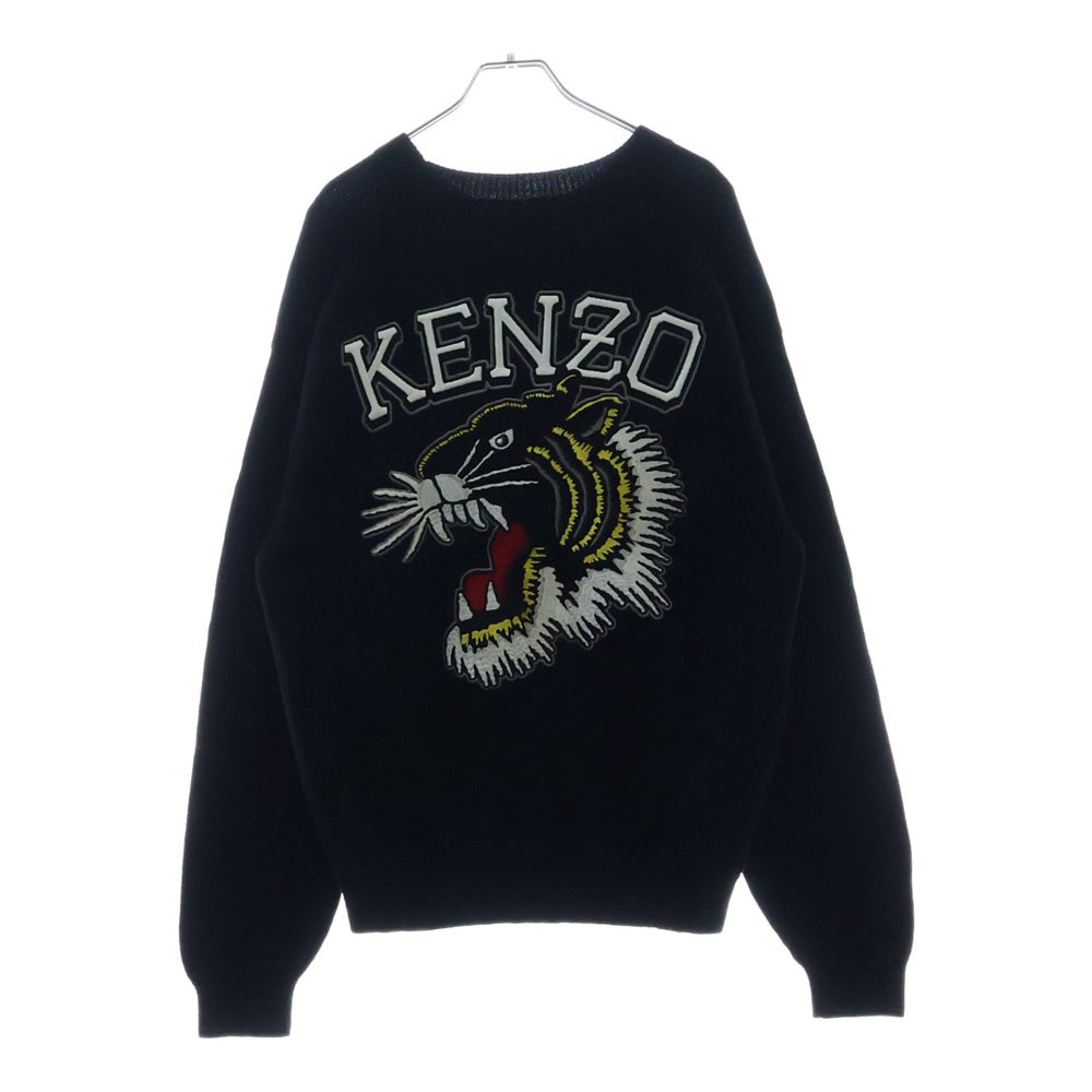 KENZO(ケンゾー) Varsity Tiger Long Sleeve バーシティタイガー ロゴ刺繍 ニットセーター FD65PU3163BK ブラック