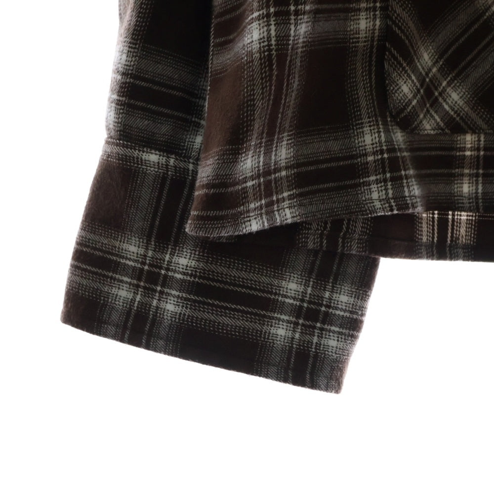 A GOOD BAD INFLUENCE(アグッドバッドインフレンス) ZIP PLAID SHIRT BROWN ロゴ刺繍 ジップアップ チェックシャツ ブラウン
