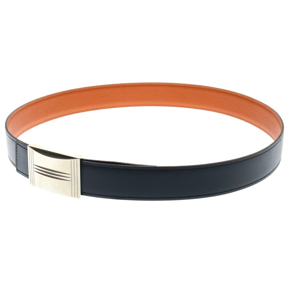 HERMES(エルメス) P刻印 Hロゴバックル リバーシブルレザーベルト ブラック/オレンジ