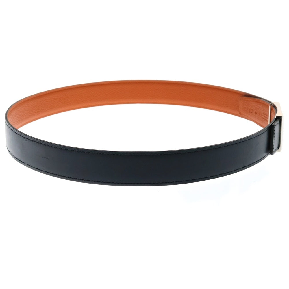 HERMES(エルメス) P刻印 Hロゴバックル リバーシブルレザーベルト ブラック/オレンジ