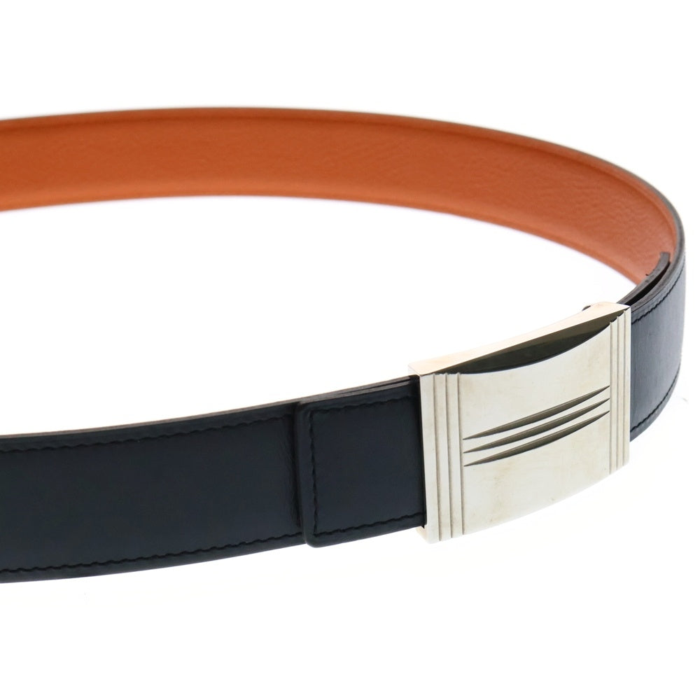 HERMES(エルメス) P刻印 Hロゴバックル リバーシブルレザーベルト ブラック/オレンジ