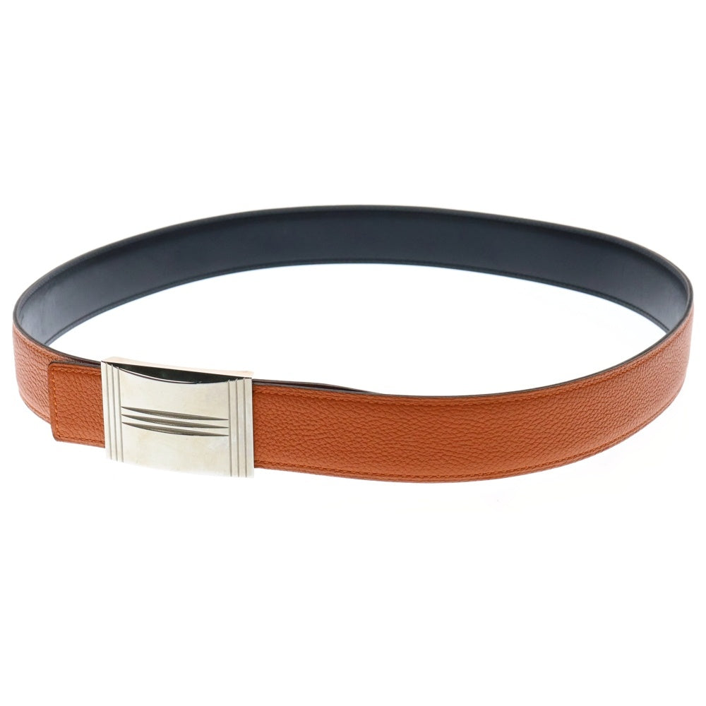 HERMES(エルメス) P刻印 Hロゴバックル リバーシブルレザーベルト ブラック/オレンジ