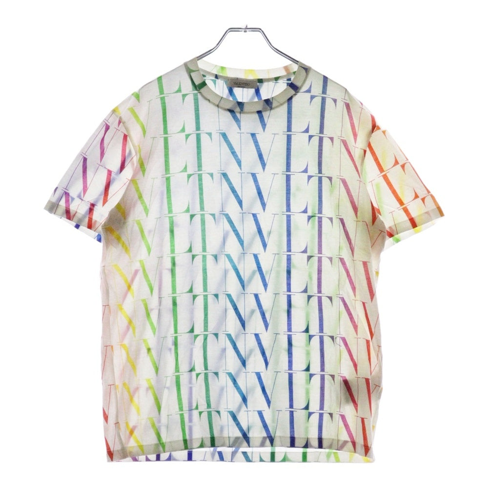 VALENTINO(ヴァレンチノ) マルチカラーロゴプリント 総柄 クルーネック半袖Tシャツ VV3MG08J73T ホワイト
