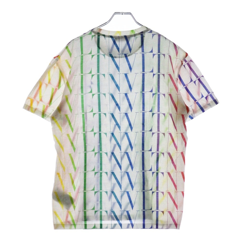 VALENTINO(ヴァレンチノ) マルチカラーロゴプリント 総柄 クルーネック半袖Tシャツ VV3MG08J73T ホワイト