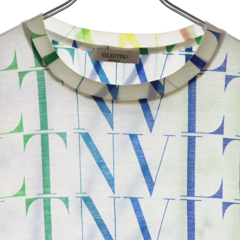 VALENTINO(ヴァレンチノ) マルチカラーロゴプリント 総柄 クルーネック半袖Tシャツ VV3MG08J73T ホワイト