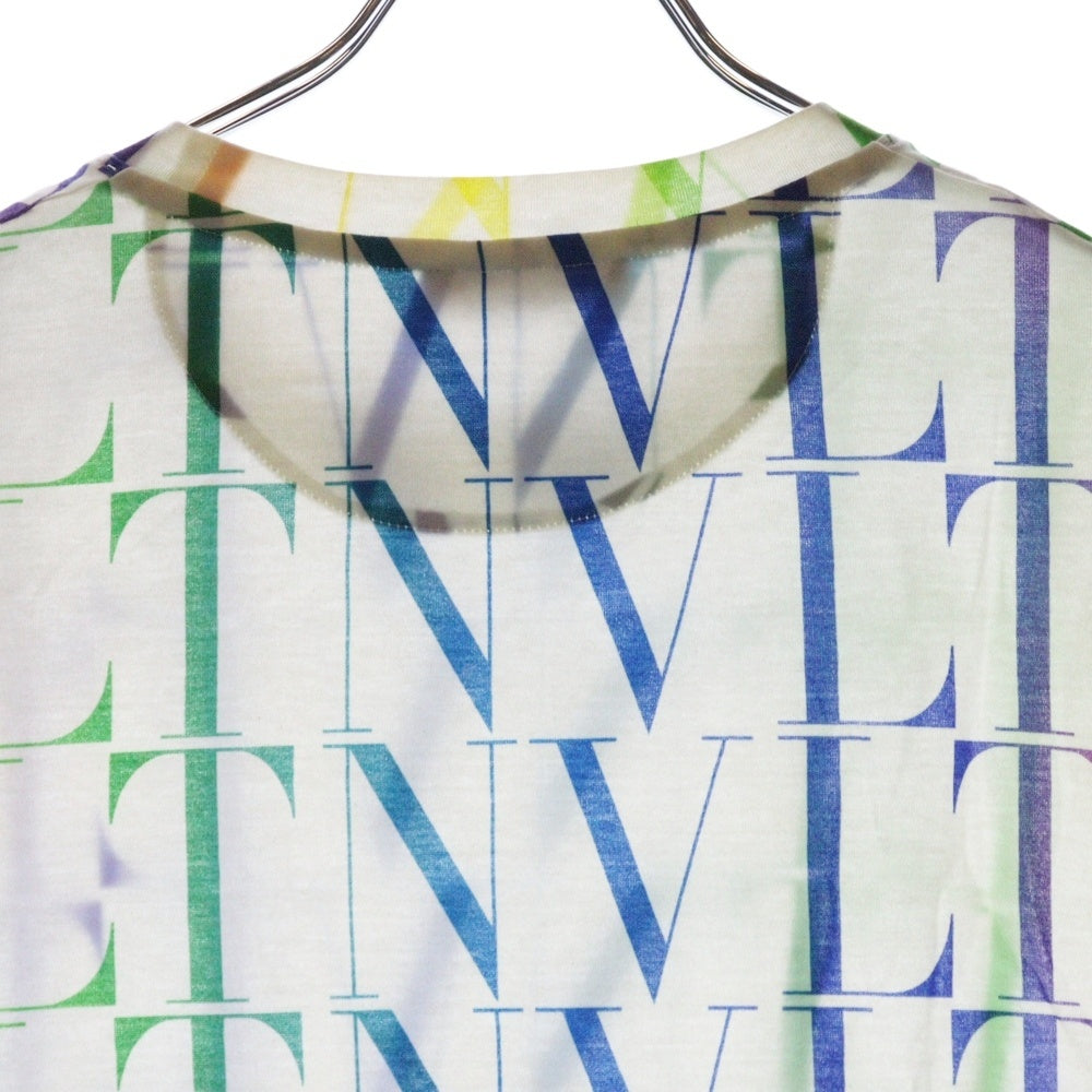 VALENTINO(ヴァレンチノ) マルチカラーロゴプリント 総柄 クルーネック半袖Tシャツ VV3MG08J73T ホワイト