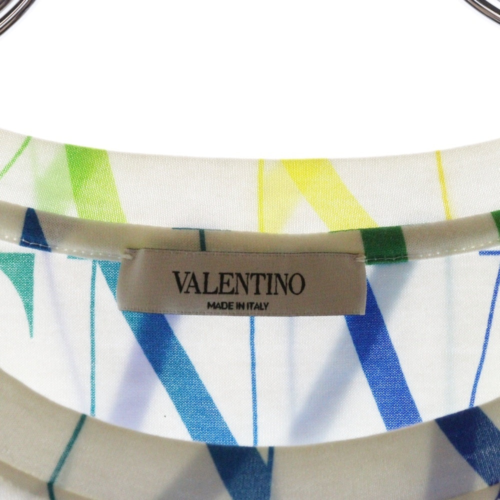 VALENTINO(ヴァレンチノ) マルチカラーロゴプリント 総柄 クルーネック半袖Tシャツ VV3MG08J73T ホワイト
