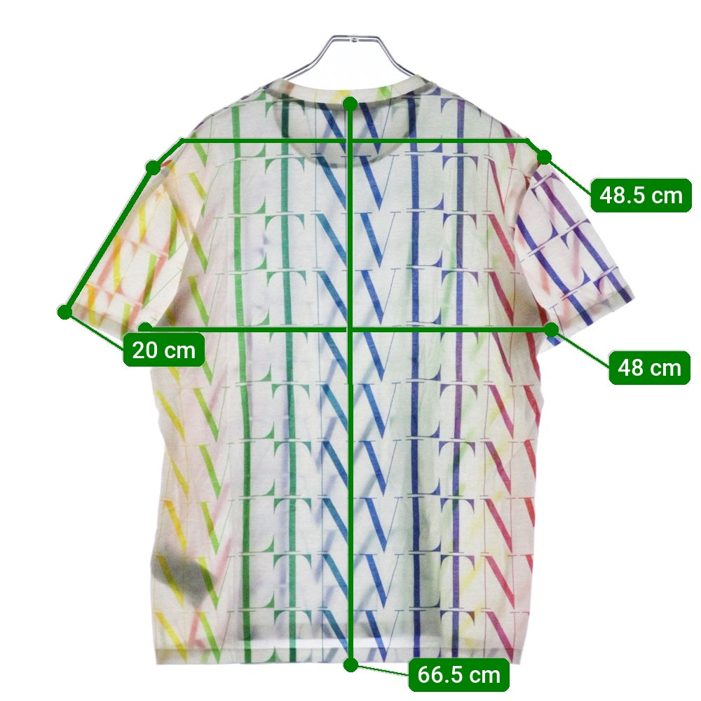 VALENTINO(ヴァレンチノ) マルチカラーロゴプリント 総柄 クルーネック半袖Tシャツ VV3MG08J73T ホワイト