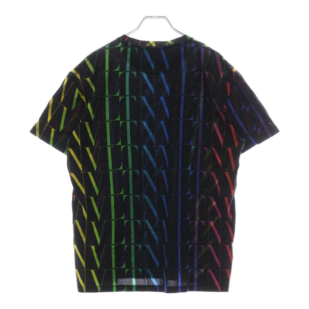 VALENTINO(ヴァレンチノ) マルチカラーロゴプリント 総柄 クルーネック半袖Tシャツ VV3MG08J73T ブラック