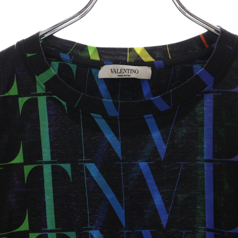 VALENTINO(ヴァレンチノ) マルチカラーロゴプリント 総柄 クルーネック半袖Tシャツ VV3MG08J73T ブラック