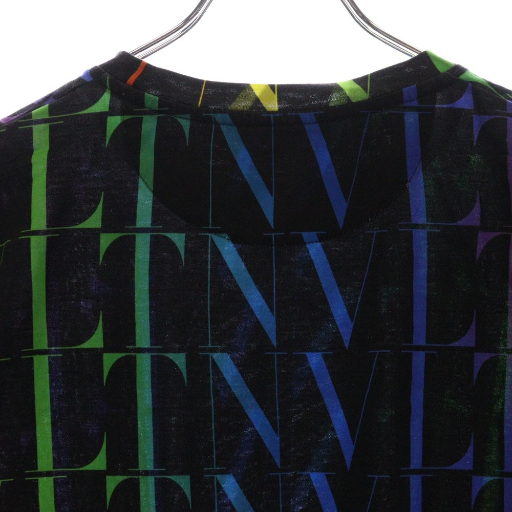 VALENTINO(ヴァレンチノ) マルチカラーロゴプリント 総柄 クルーネック半袖Tシャツ VV3MG08J73T ブラック