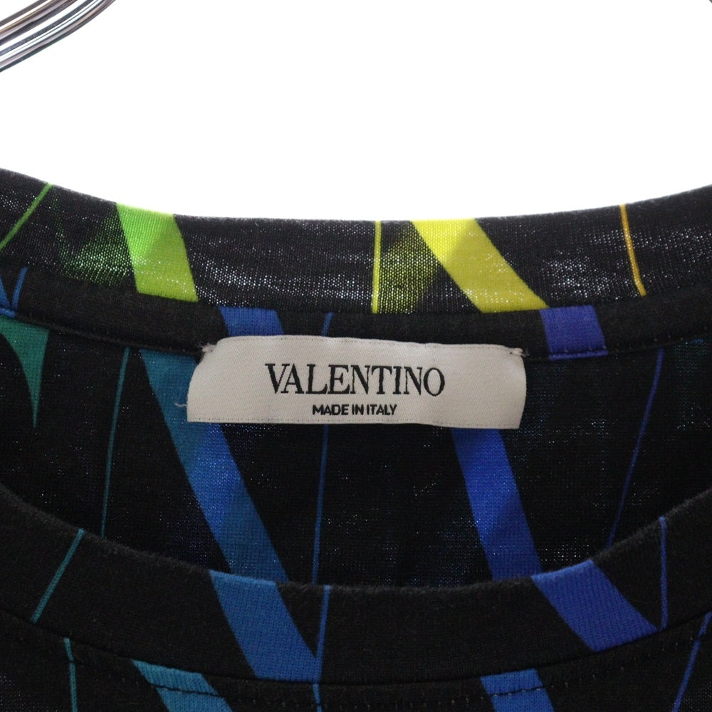 VALENTINO(ヴァレンチノ) マルチカラーロゴプリント 総柄 クルーネック半袖Tシャツ VV3MG08J73T ブラック