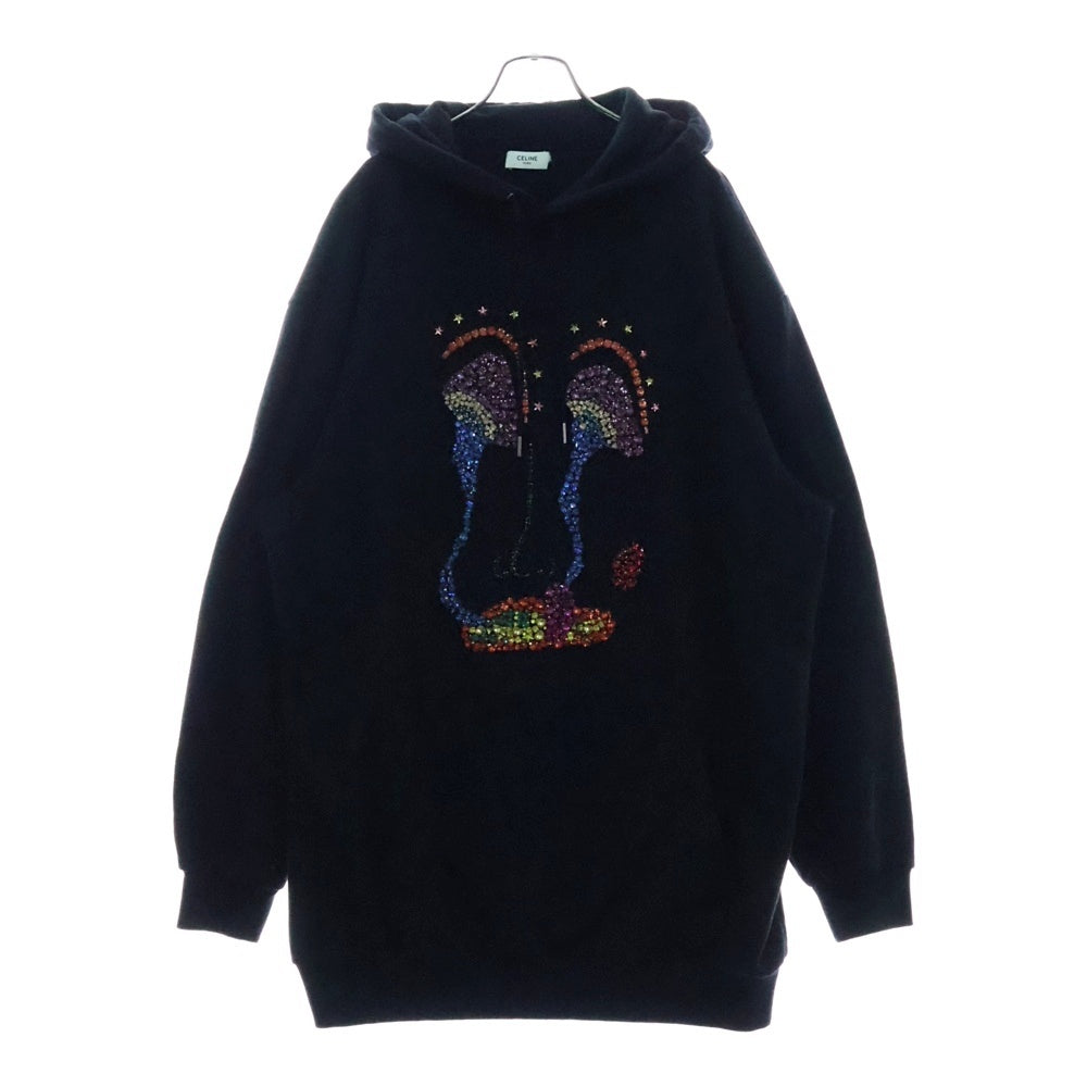CELINE(セリーヌ) 22SS ×Paisley Verse アーティストエンブロイダリーフーディ プルオーバーパーカー ブラック 2Y608670Q