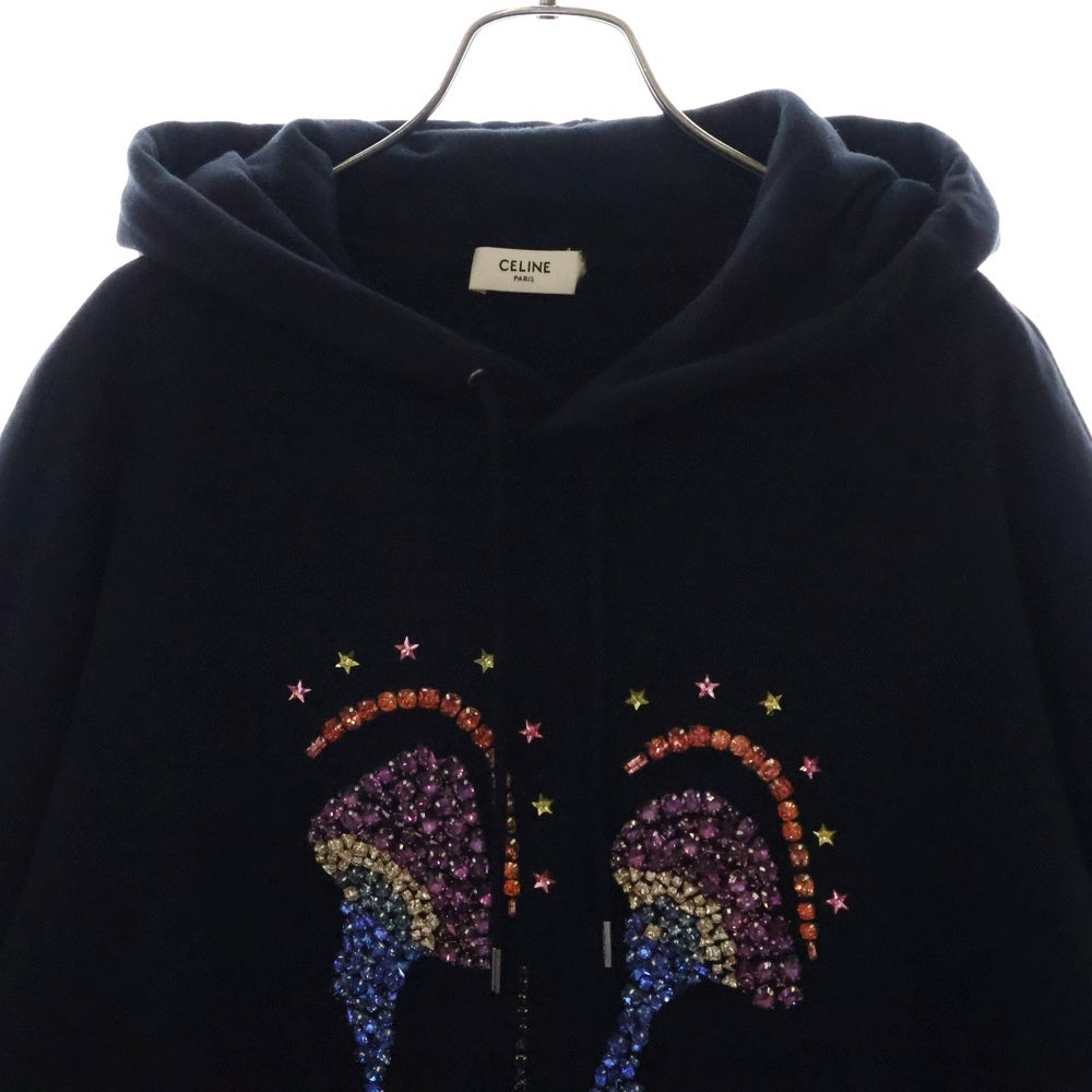 CELINE(セリーヌ) 22SS ×Paisley Verse アーティストエンブロイダリーフーディ プルオーバーパーカー ブラック 2Y608670Q