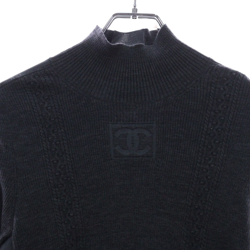 CHANEL(シャネル) ココマーク タートルネック 長袖ニットセーター グレー P77800K11276