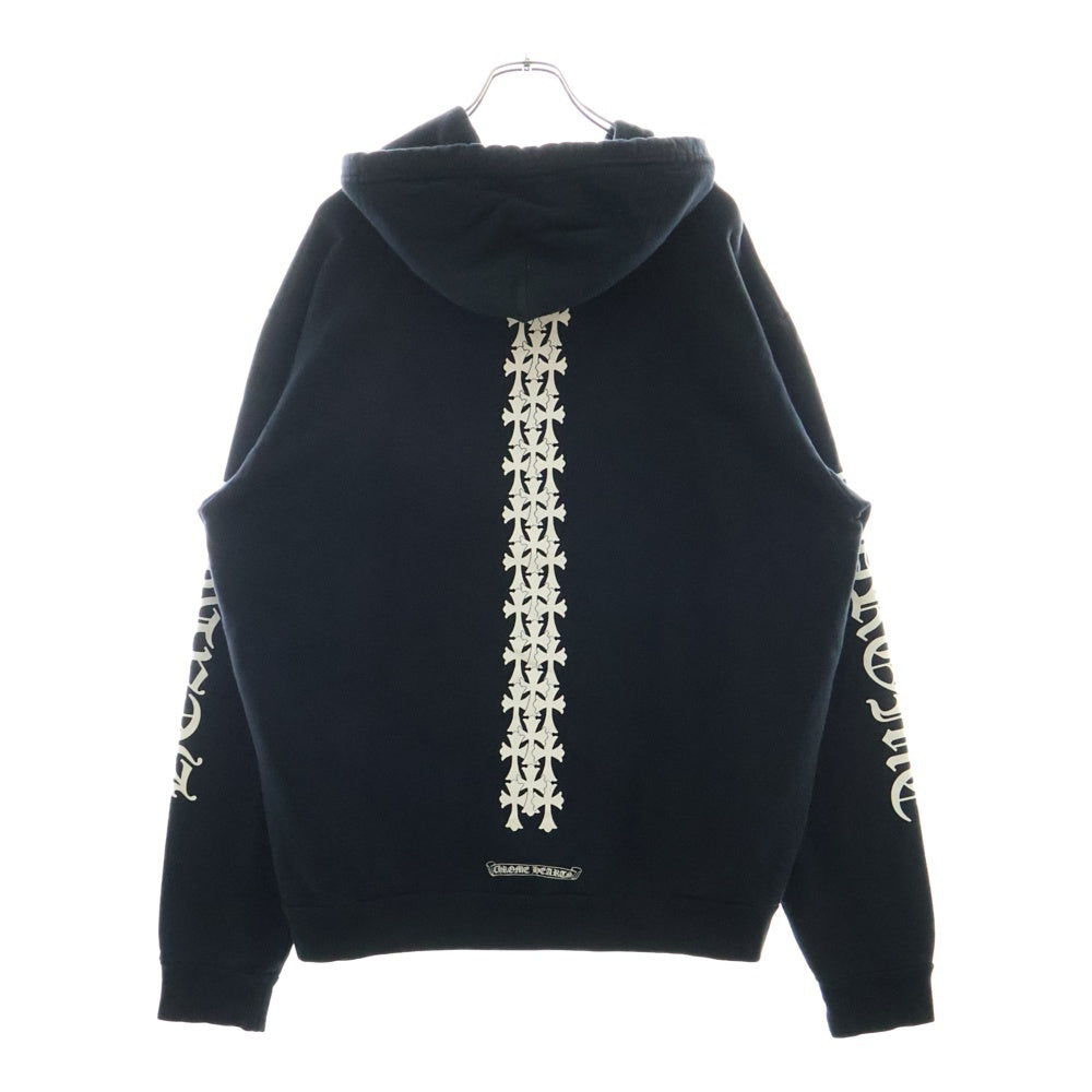 CHROME HEARTS(クロムハーツ) SWTSHRT PLVR TIRE TRACK HOODIE セメタリークロスプリント タイヤトラック プルオーバーパーカー ブラック