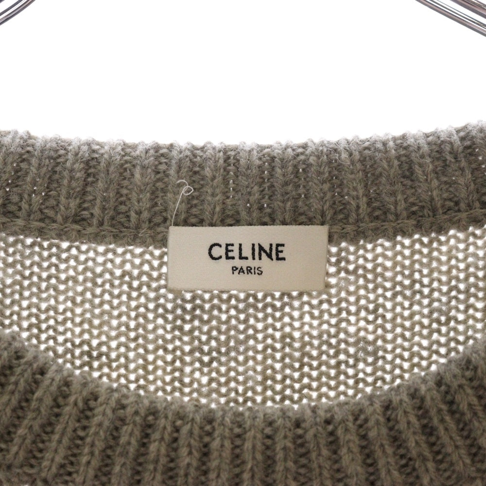 CELINE(セリーヌ) ロゴ刺繍 ボーダー ニットセーター 2AE4B896T 06BK グレー