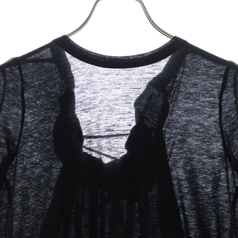 Sacai(サカイ) Roundneck Tee 異素材ドッキング ラウンドネック バックレースワンピース Tシャツ 10-01276 ブラック レディース