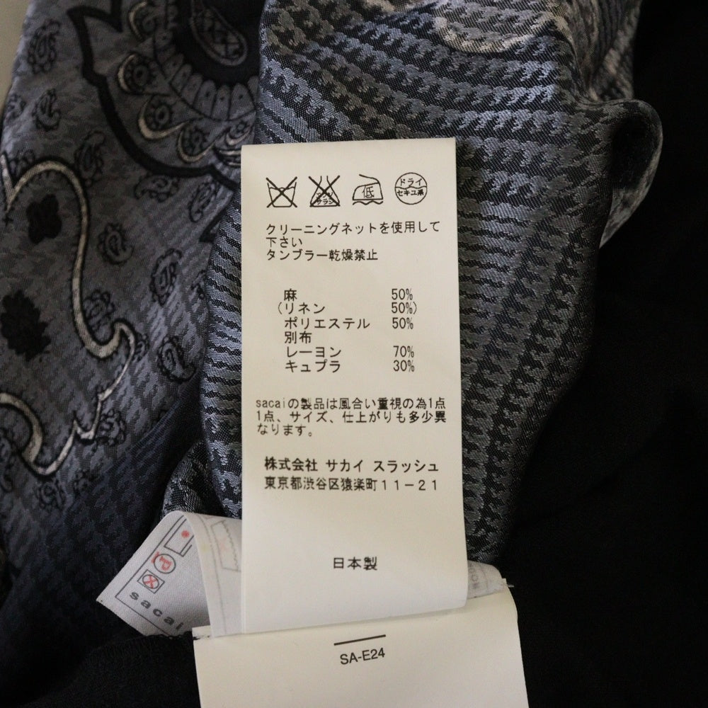 Sacai(サカイ) Roundneck Tee 異素材ドッキング ラウンドネック バックレースワンピース Tシャツ 10-01276 ブラック レディース