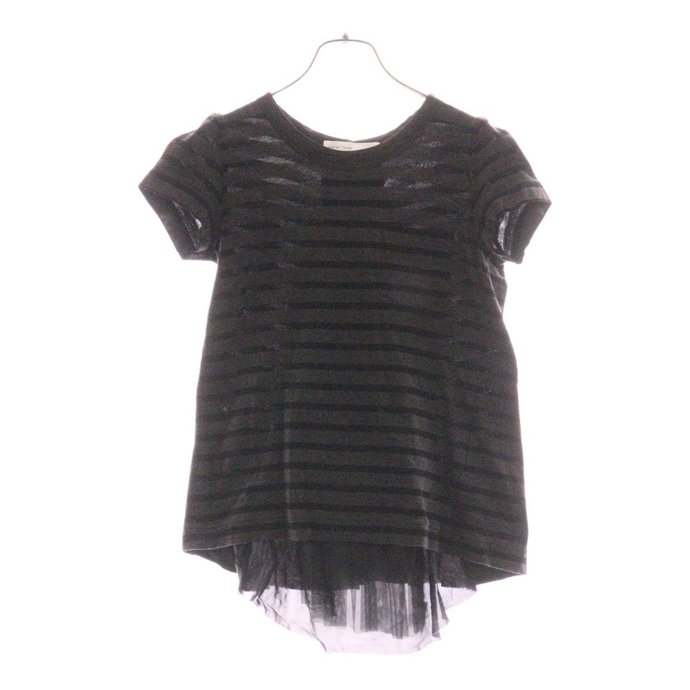 sacai luck(サカイ ラック) 13AW シースルー レイヤード クルーネック ボーダー半袖Tシャツカットソー 13AWLU642 ブラック レディース