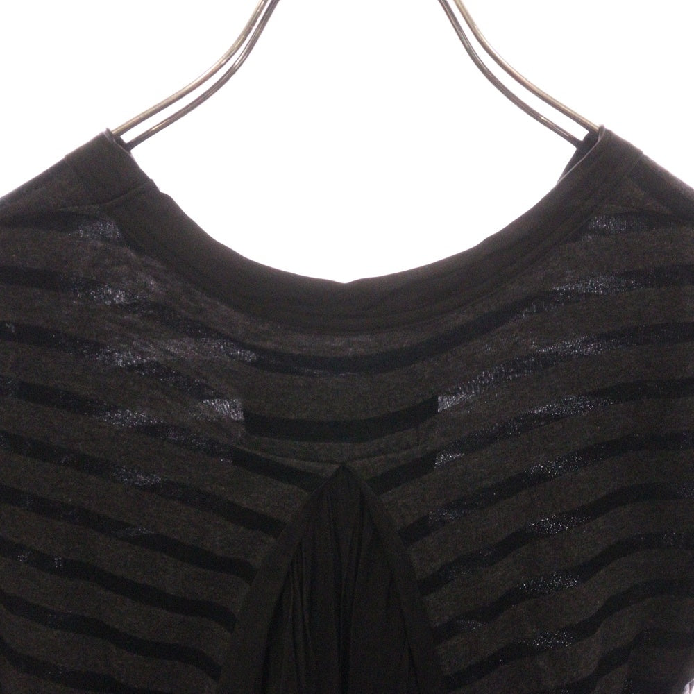 sacai luck(サカイ ラック) 13AW シースルー レイヤード クルーネック ボーダー半袖Tシャツカットソー 13AWLU642 ブラック レディース
