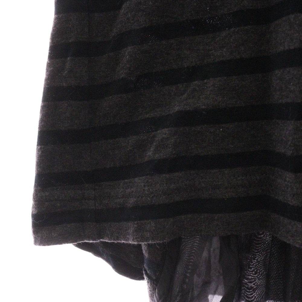 sacai luck(サカイ ラック) 13AW シースルー レイヤード クルーネック ボーダー半袖Tシャツカットソー 13AWLU642 ブラック レディース