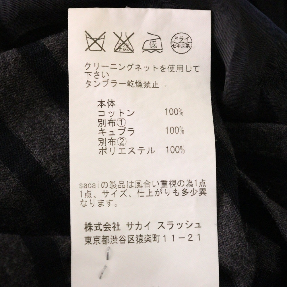 sacai luck(サカイ ラック) 13AW シースルー レイヤード クルーネック ボーダー半袖Tシャツカットソー 13AWLU642 ブラック レディース