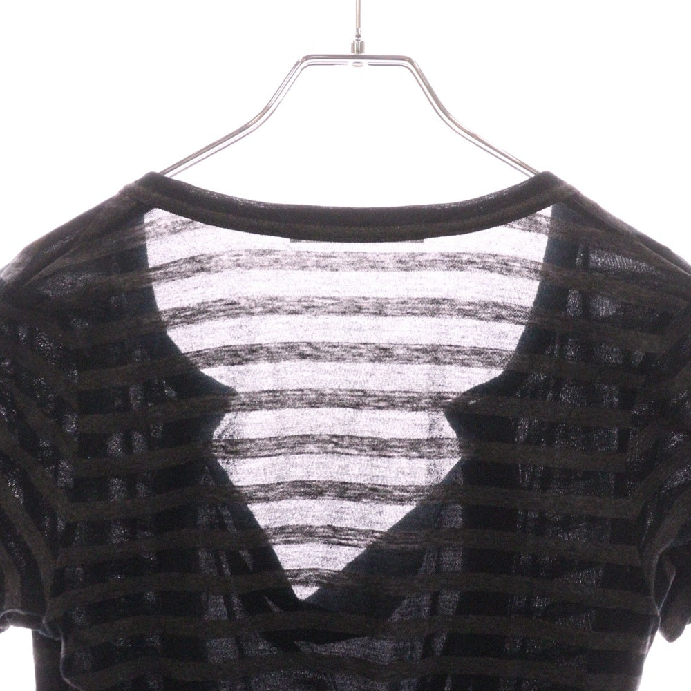 sacai luck(サカイ ラック) 12SSフェイクレイヤード半袖 ボーダーワンピース 12SSLU416 ブラック レディース